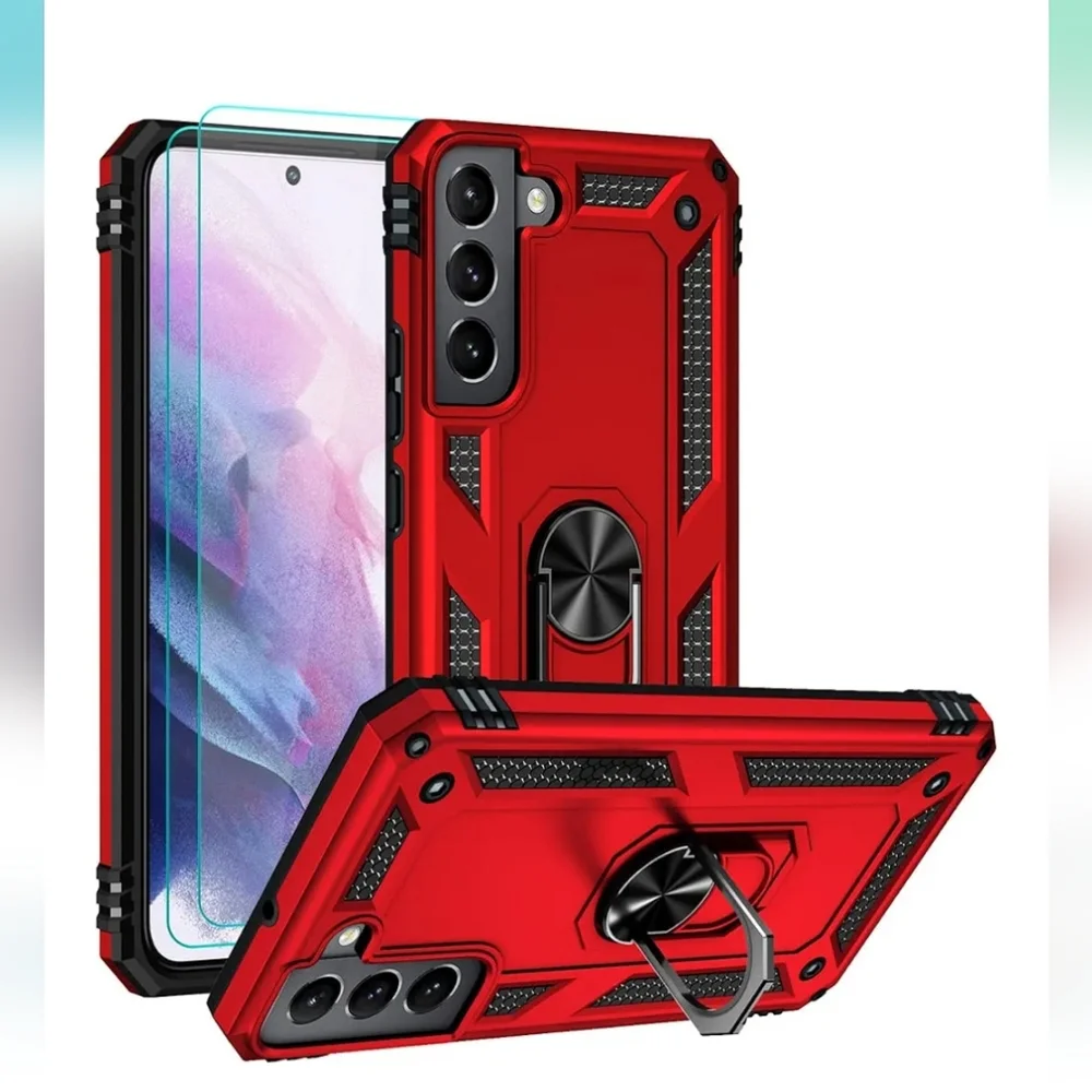 Samsung Red Rugged Phone Case with Kickstand